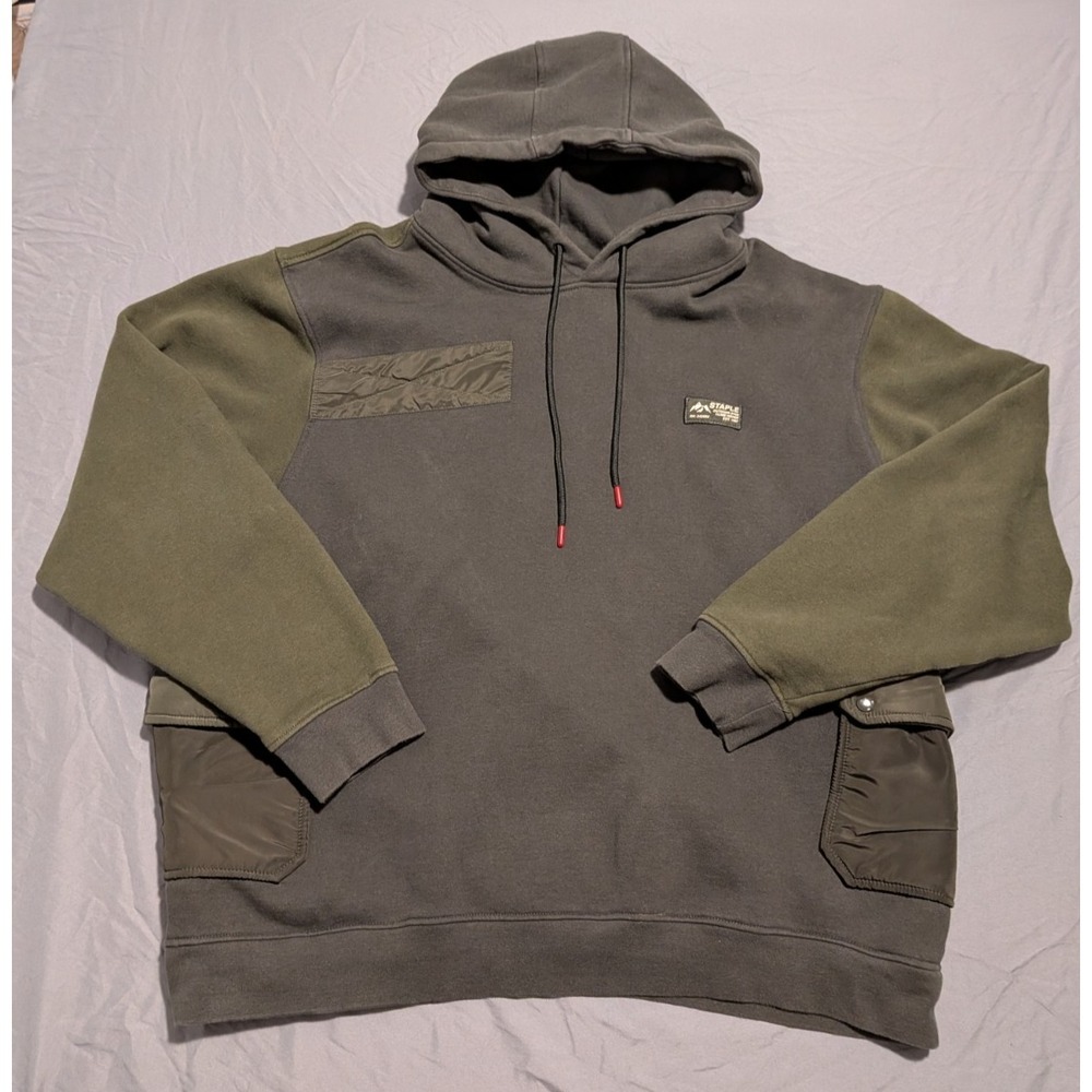 Staple Pigeon Tactical Pockets 2XL Hoodie Outdoor DVSN Army Green Sweater Mens